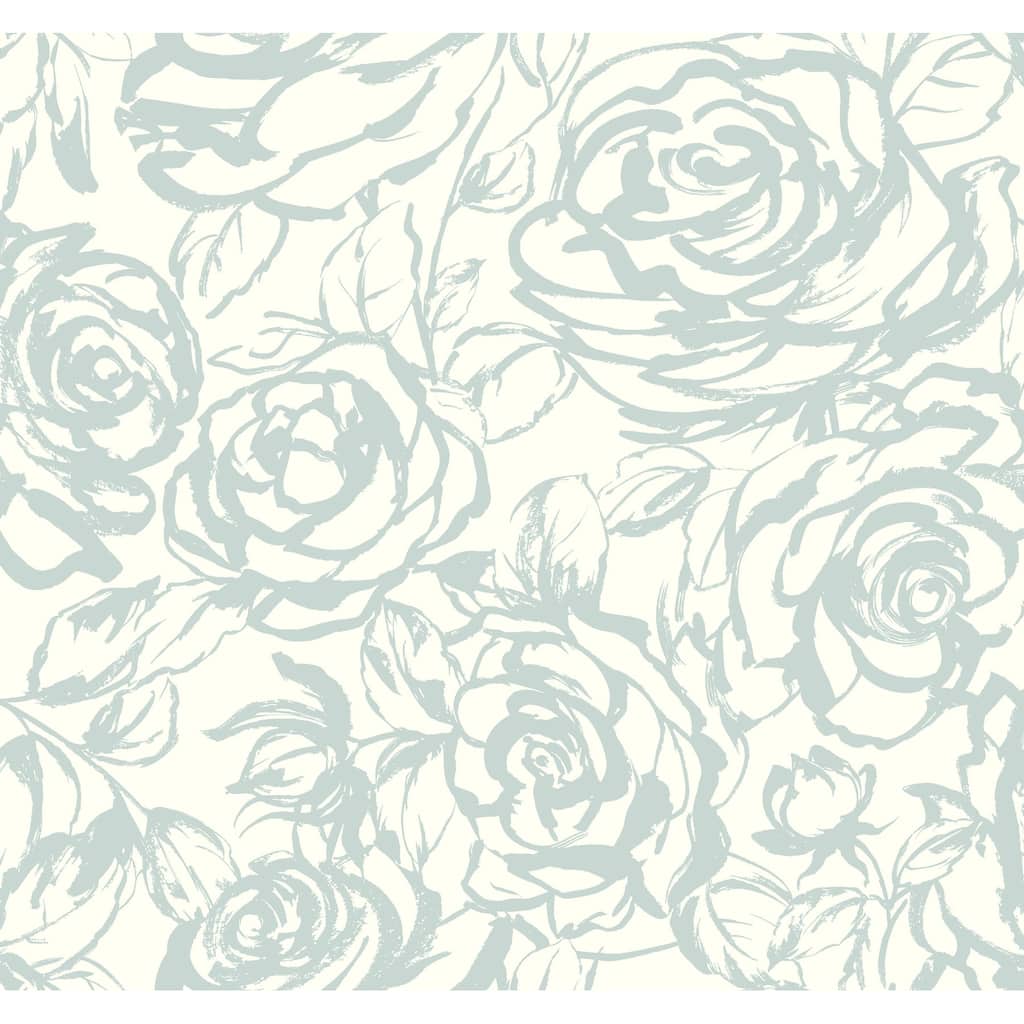 A-Street Prints Nelda Light Blue Rose Wallpaper