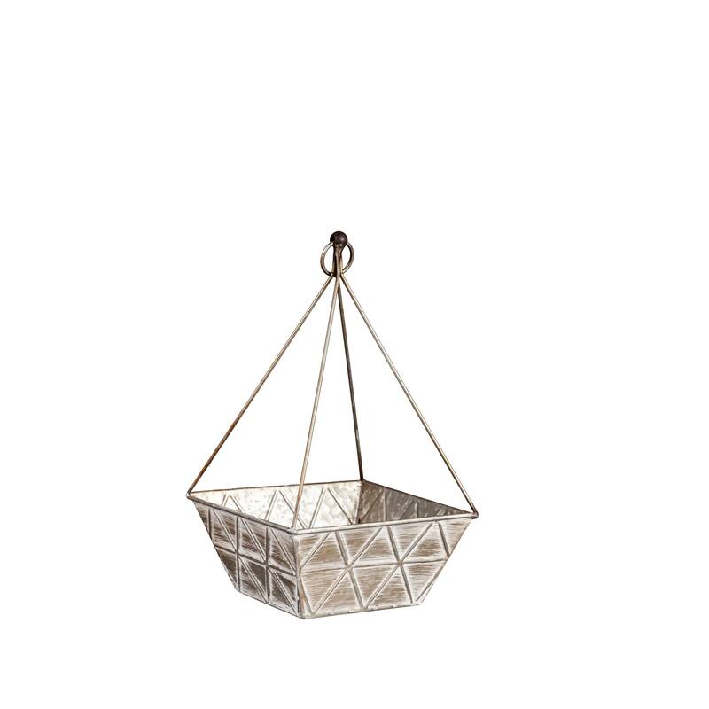 Geometric Embossed Metal Planter, (Set of 2)