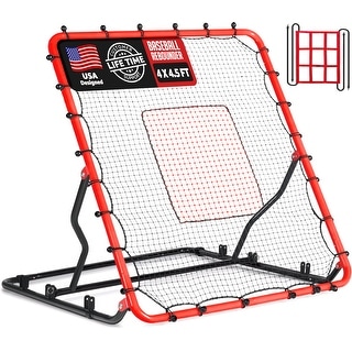 Zealfeel Baseball Rebounder Net 4x4.5FT with 3 Angles, Pitch Back Trainer with 2 Strike Zones