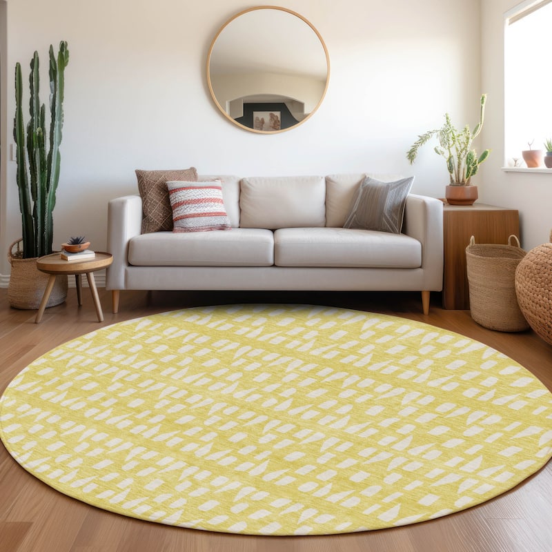 Premium Washable Super Soft Modern Imprints Mayfield Rug - Yellow - 8' x 8'