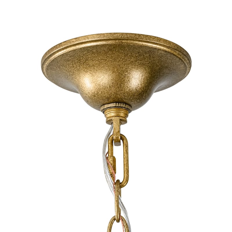 Vintage 4-Light Candle Aged Gold Iron Square Cage Pendant Lantern