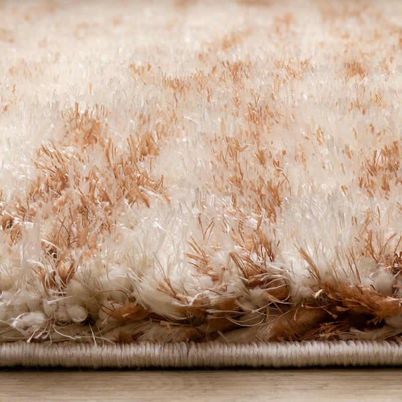 Orange Cream Taupe Distressed Striped Rug