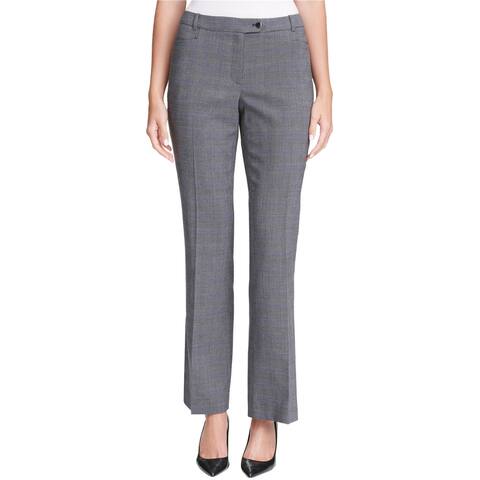 Calvin Klein Womens Modern Fit Glen Plaid Dress Pants, Grey, 4