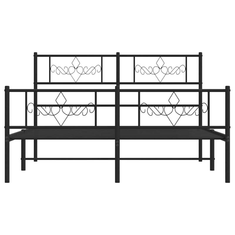 vidaXL 12 Inches Black Queen Metal Bed Frame No Mattress - 81.5" x 61.4" x 35.4"
