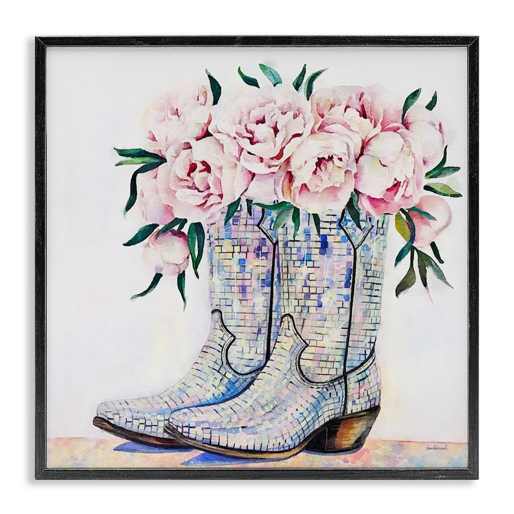 Stupell Rose Filled Cowgirl Boots Framed Giclee Art Design By Amanda Greenwood