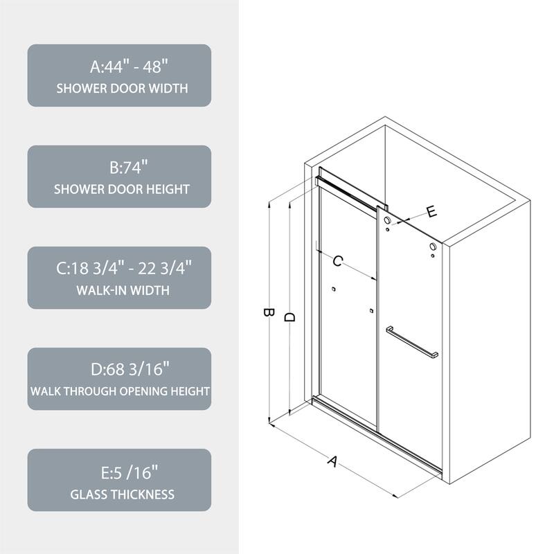 48" x 74" Bypass (Double Sliding) Shower Door