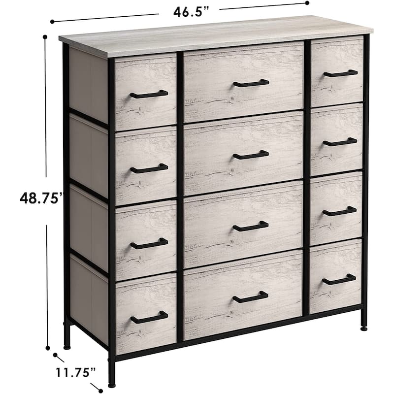 Sorbus Extra Large Chest of 12 Drawers Dresser (Faux Wood - Greige)