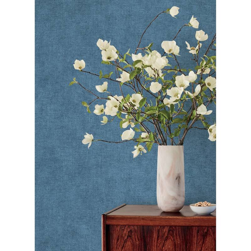 A-Street Prints Nuovo Denim Faux Linen Wallpaper