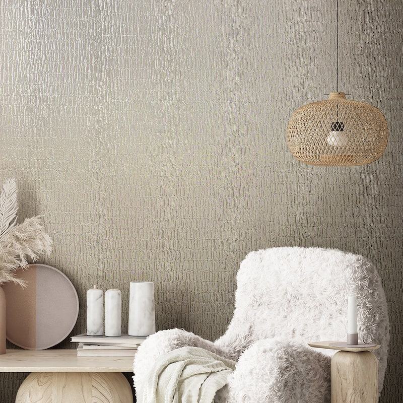 Galerie Wallcoverings Kumano Textured Ruche Silk Vinyl on Non-woven Pearlescent Wallpaper Roll