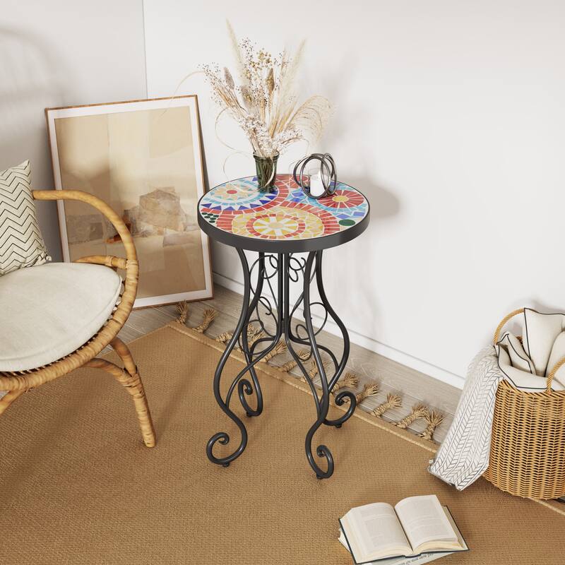Patio Side table with Shelf