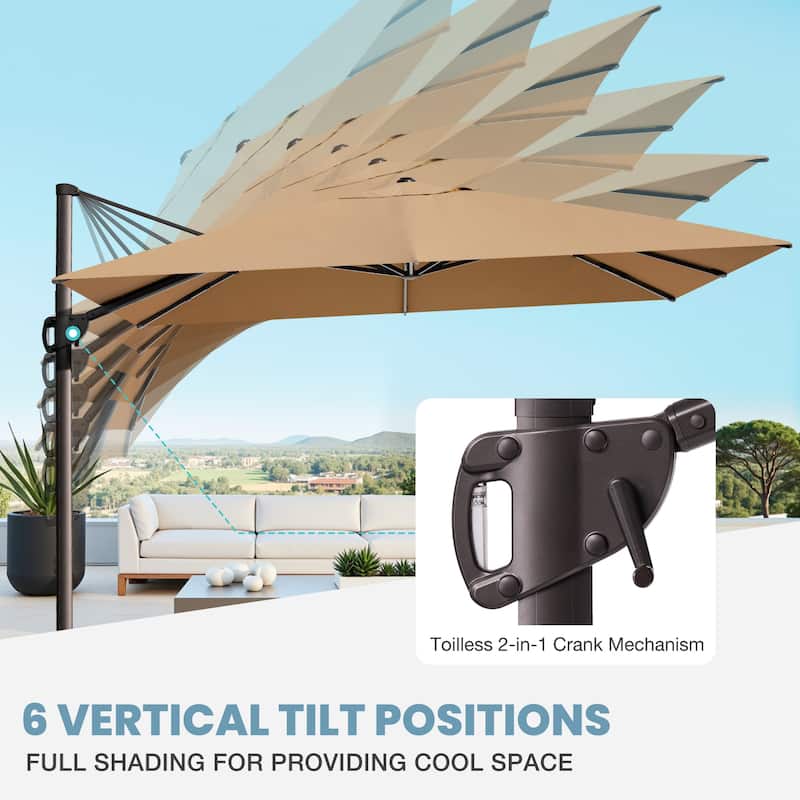 VredHom 9 x 12 FT Outdoor Patio Cantilever-Offset Umbrella with Wheel Base