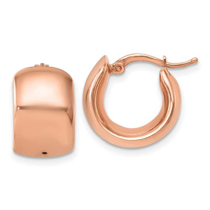 Curata 14k Rose Gold Polished Hoop Earrings - 15x15.5mm