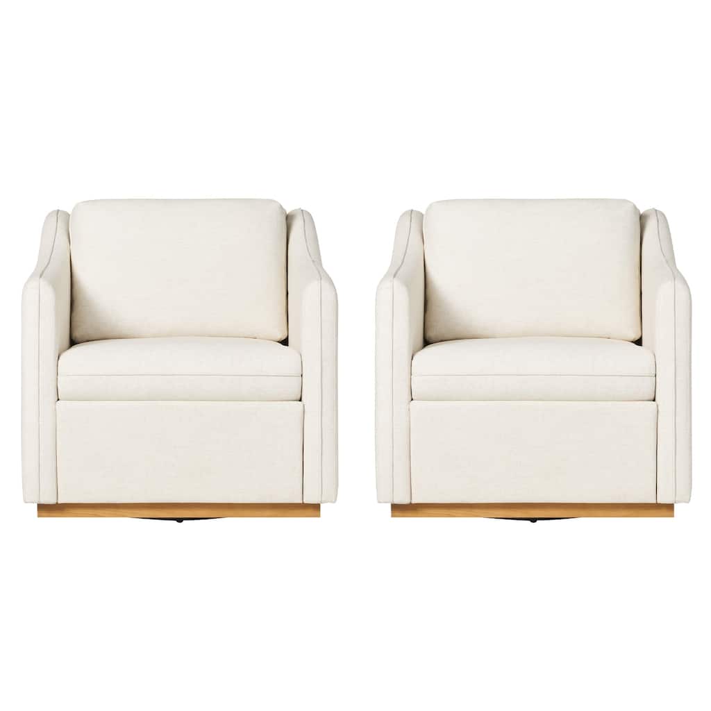 Walker Edison Modern Farmhouse Upholstered Linen Swivel Armchairs (Set of 2)