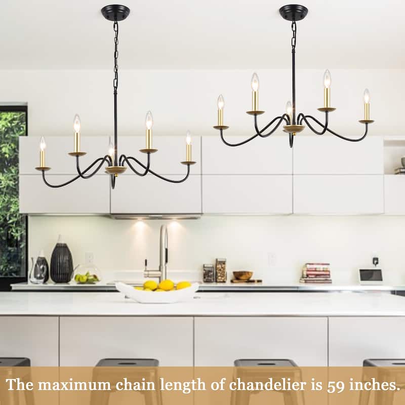 5-Light Rustic Farmhouse Candle Chandelier for Bedroom, Kitchen, Living Room and Foyer