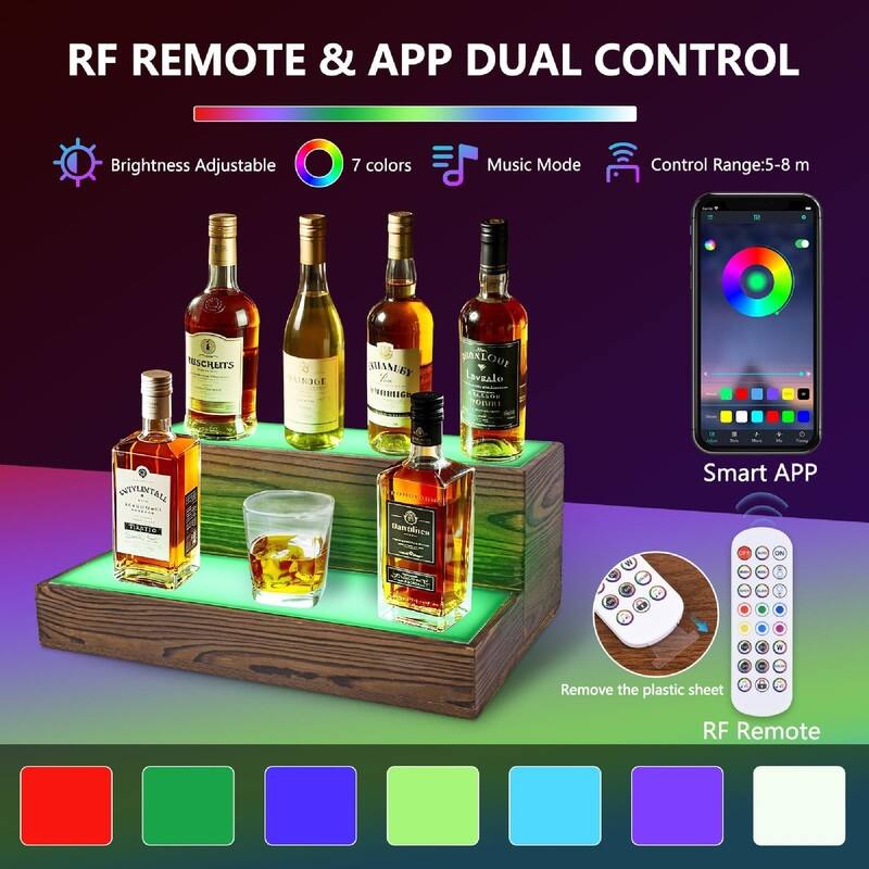 Wine Rack with LED Light - 16.1"D x 9.5"W x 5.9"H