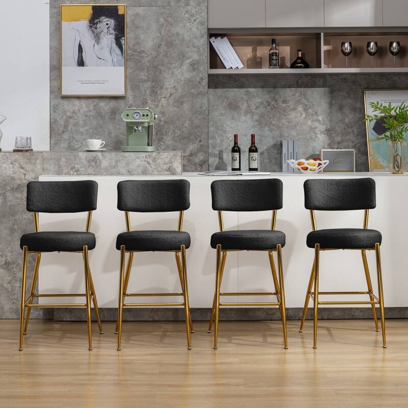 Mixoy 24"Counter Height Modern Teddy Fleece Bar Stools with Metal Legs