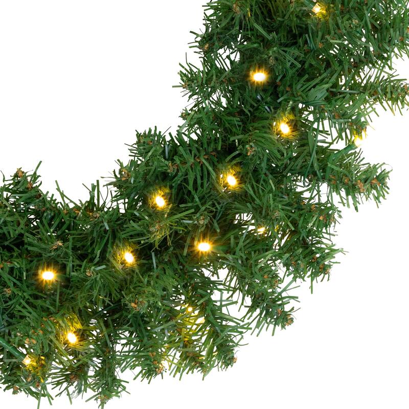Pre-Lit Battery Operated Pine Artificial Christmas Wreath - 18" - LED Warm White