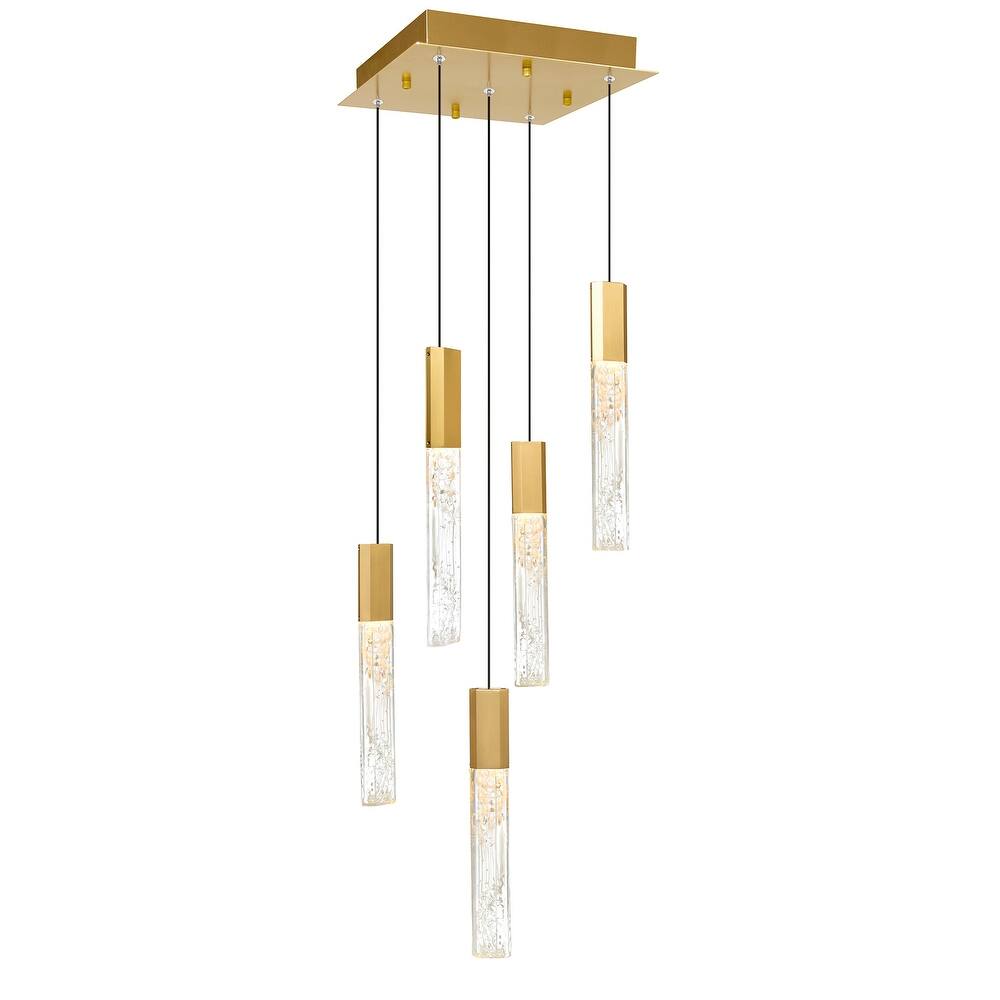 Greta Integrated LED 12in Brass Mini Pendant with Handcrafted Glass