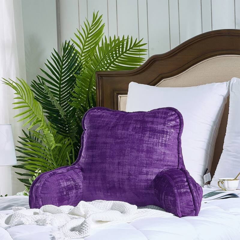 Textured Velvet Bedrest Reading Pillow Cover & Filling - Imperial Purple