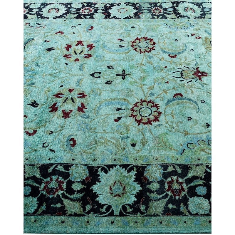 Fine Vibrance One-of-a-Kind Hand-Knotted Area Rug - Green, 4' 8" x 7' 5" - 4' 8" x 7' 5"