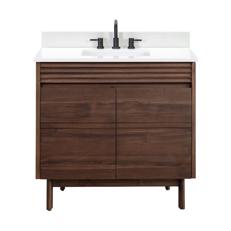 Avanity Carina Bathroom Vanity in Coffee Teak with White Engineered Stone Top