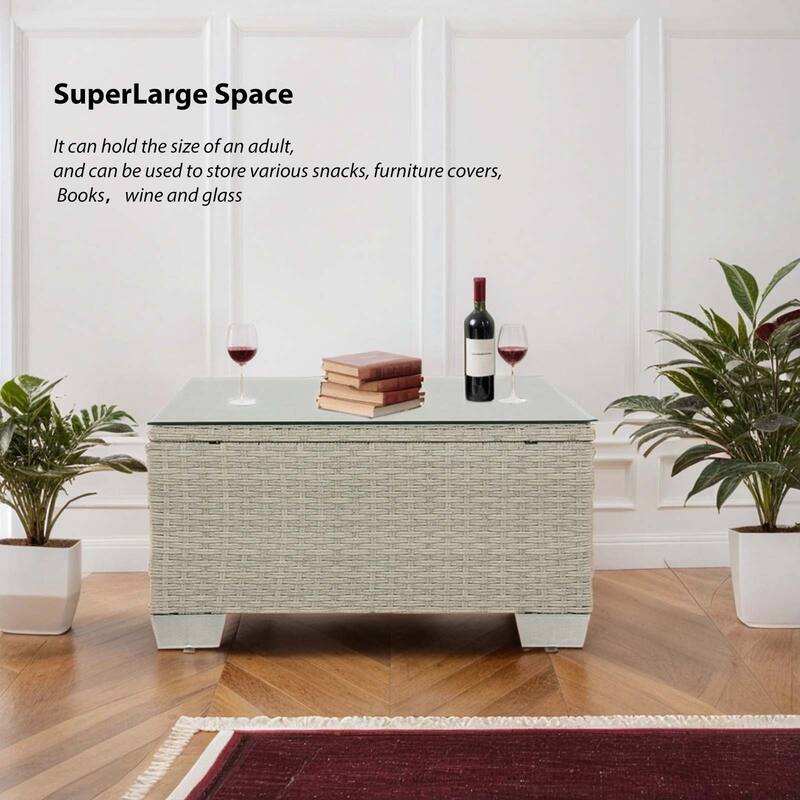 7-Piece PE Rattan Wicker Outdoor Patio Sectional Sofa Set with Cushions and Coffee Table