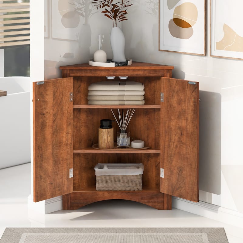 Grey Triangle Bathroom Storage Cabinet with Adjustable Shelves