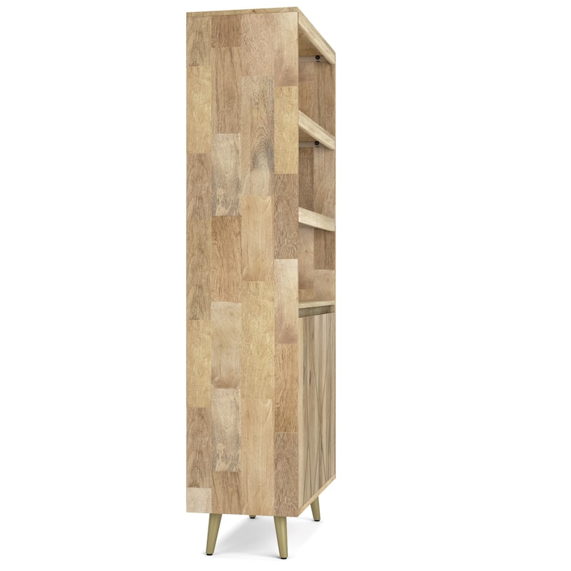 WYNDENHALL Bissell SOLID MANGO WOOD 72 x 30 inch Contemporary Bookshelf with Doors in Natural - 15" d x 30" w x 72" h