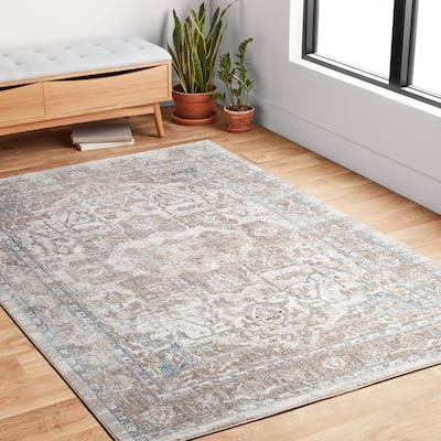 Alexander Home Adrian Distressed Medallion Traditional Area Rug