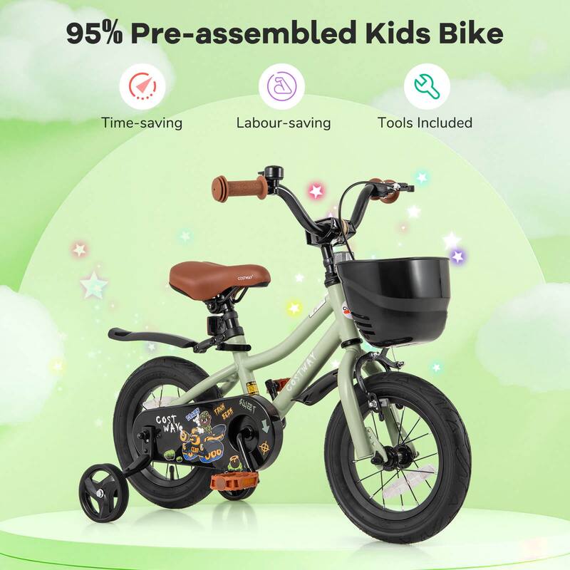 Costway 12"/14"/16"/18" Kid’s Bike with Training Wheels Adjustable