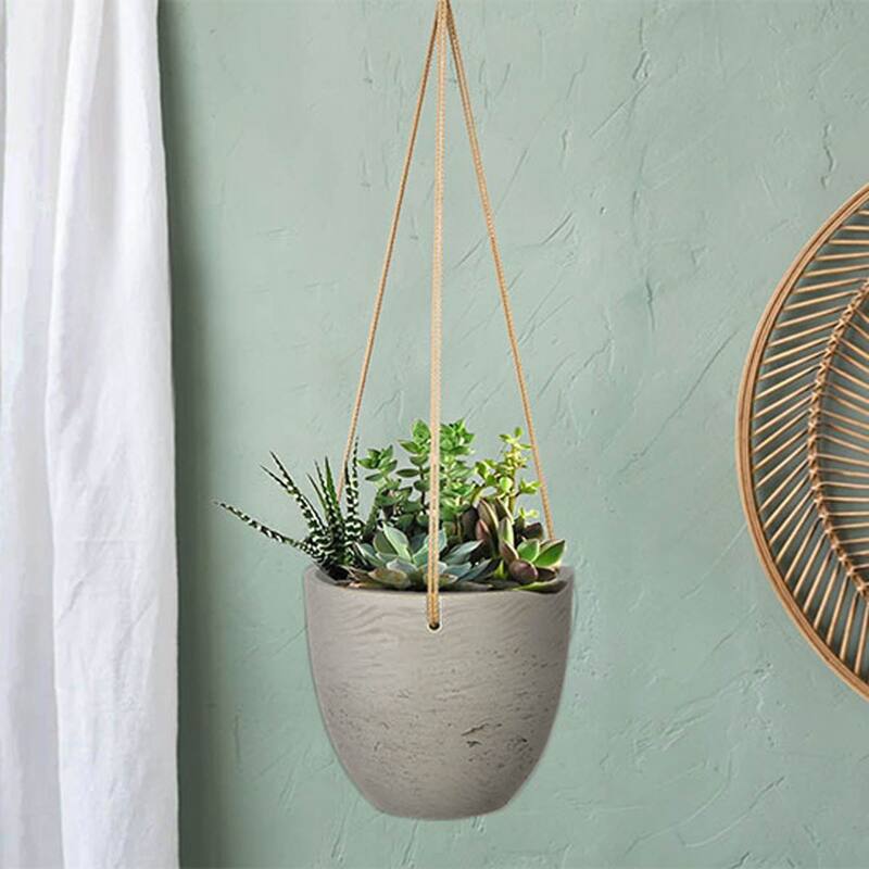 Last Chance Small Hanging Pot, Cement Grey