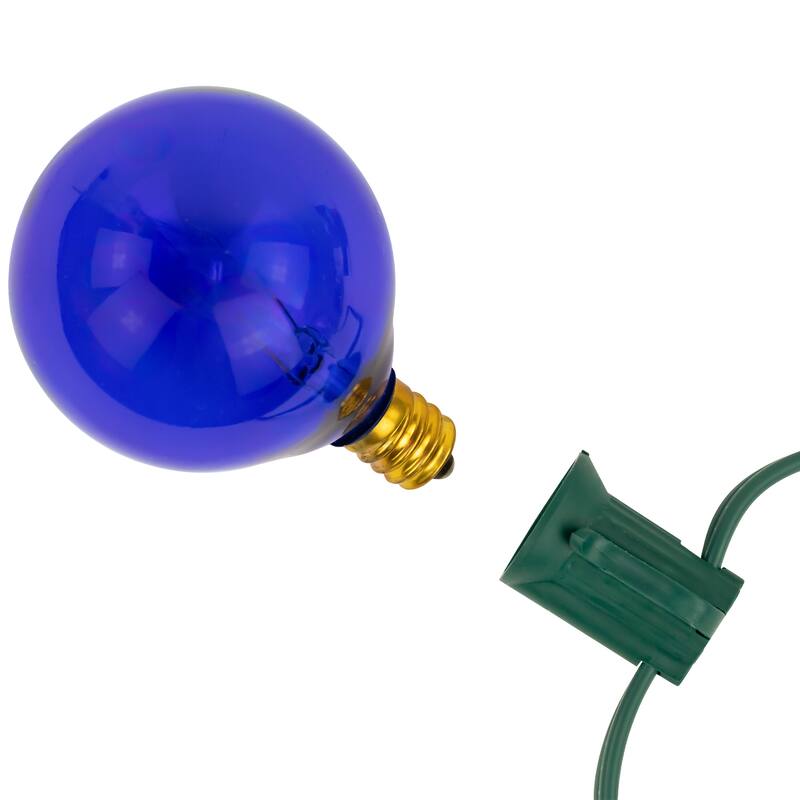10-Count Blue G50 Globe Christmas Patio Lights- 9ft, Green Wire
