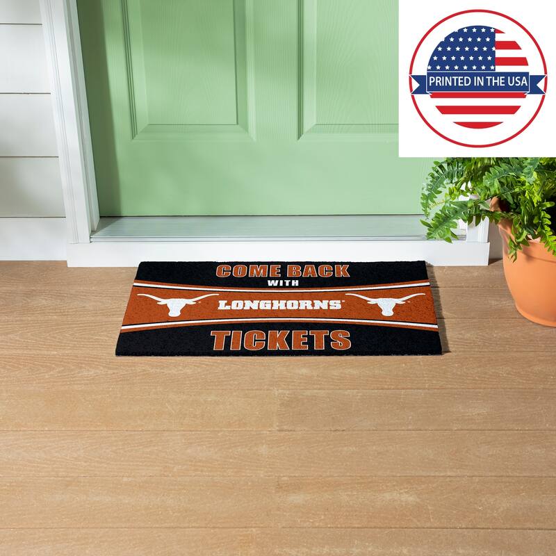 University of Texas 28 in. x 16 in. PVC "Come Back With Tickets" Trapper Door Mat