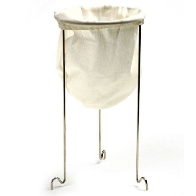 Norpro Jelly Strainer Set - Stainless Steel Frame Stand with Reusable Cotton Bag - White/Silver - White/Silver