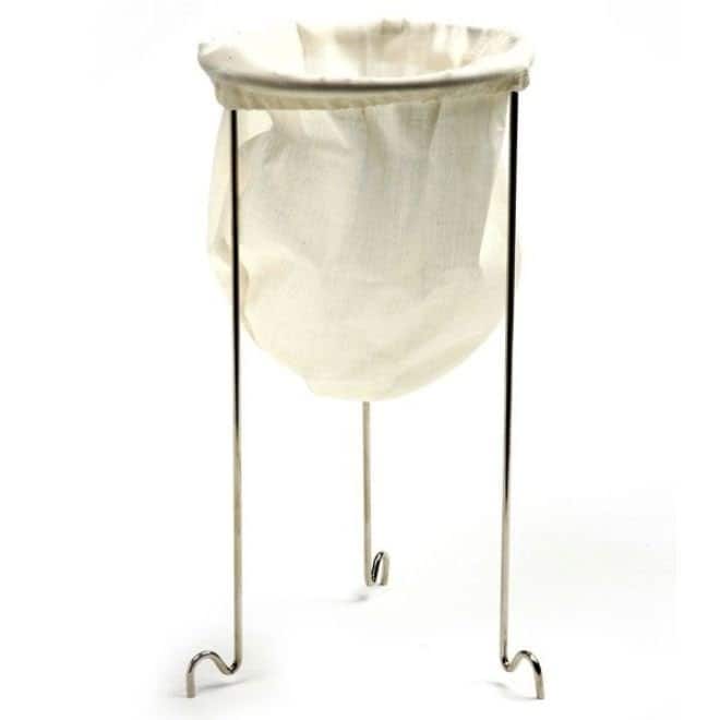 Norpro Jelly Strainer Set - Stainless Steel Frame Stand with Reusable Cotton Bag - White/Silver