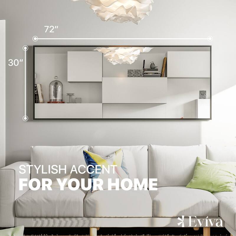 Eviva Black 72" x 30" Rectangular Black Metal Framed Mirror