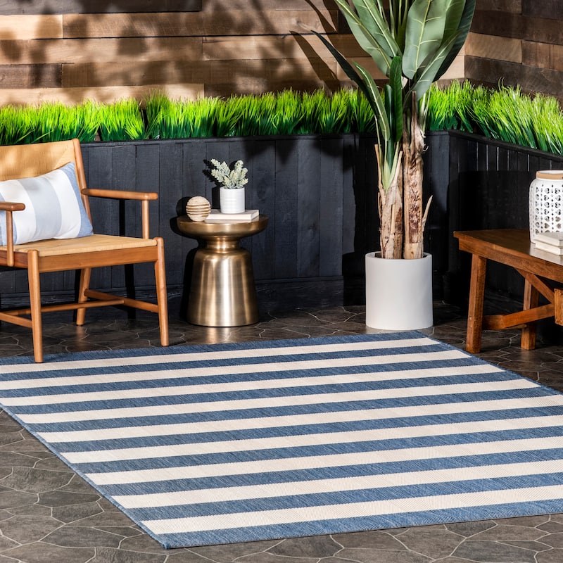 Nuloom Alexis Striped Indoor/Outdoor Area Rug - 8' Square - Blue