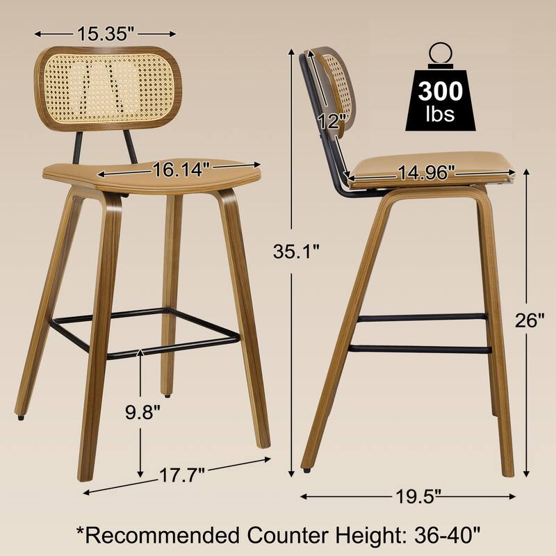 26-Inch Upholstered Counter/ Bar Stools Set of 2 or 3 - 35.1"H x 17.7"W x 19.5"D