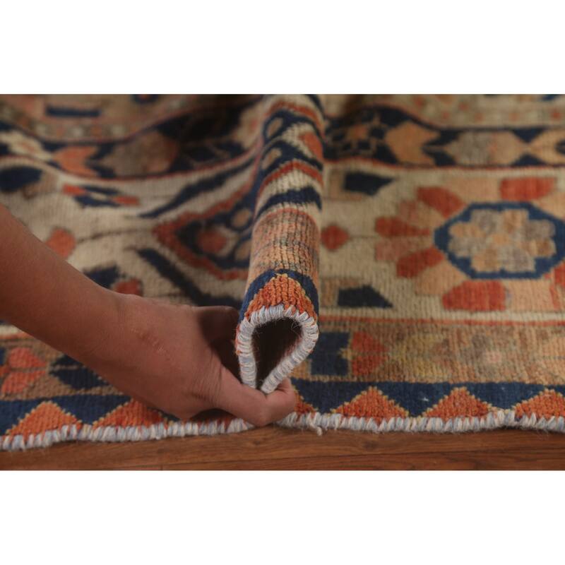 Bakhtiari Persian Vintage Rug Handmade Geometric Wool Carpet - 7'1"x 10'2"