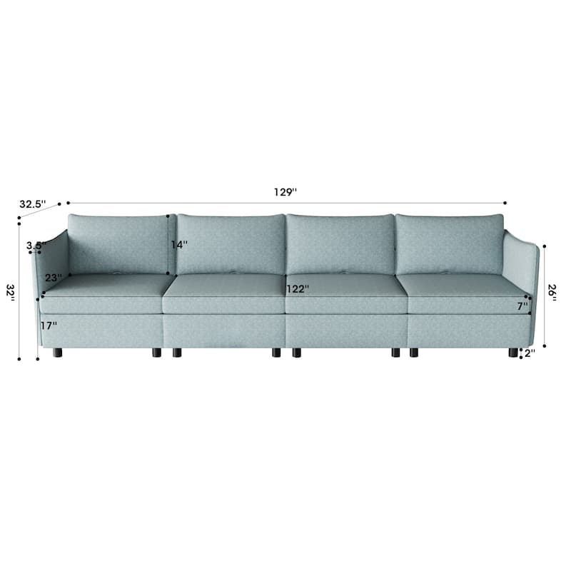 98.5'' Customizable 4 Seater Modular Sectional Sofa with Storage, Comfortable Cushions and Space-Saving Design