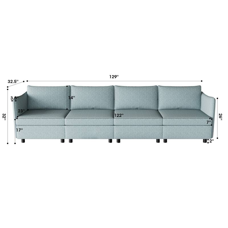 98.5'' Customizable Modular 4-Seat Sectional Sofa with Storage, High-Density Foam, and Pocket Springs for Versatile Layouts