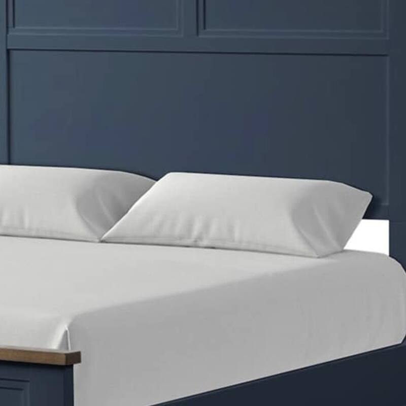 Tela Full Size Bed w Recessed Panel Headboard, Dark Brown Trim, Blue