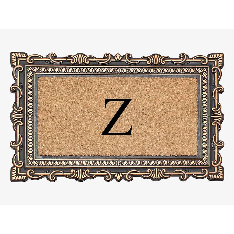 A1HC First Impression Carson Rubber and Coir 24" X 36", Heavy Duty, Easy to Clean Outdoor Monogrammed Doormat - Monogrammed Z