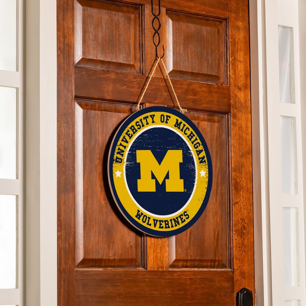 University Of Michigan Wooden Door Decor Wall Sign - Multi-Color