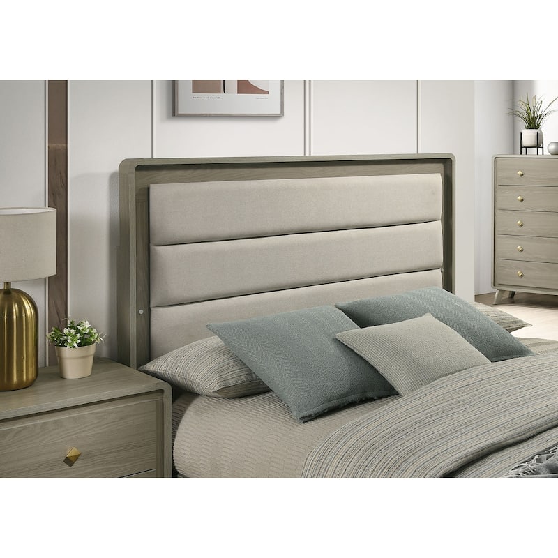 Contemporary Gray Finish 1PC LED Upholstered Bed