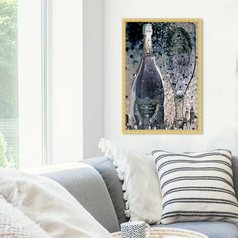 Oliver Gal 'The City Is Ours' Drinks and Spirits Wall Art Framed Print Champagne - Gray, Blue