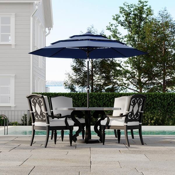 life at home patio umbrella 9ft Stella Solar with Tilt Adjustment and LED Lights – Kinger and move it in manageable sections due to the four Denim Blue Crank & Auto