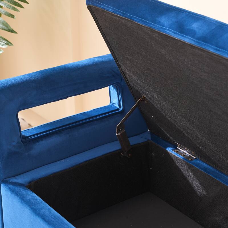67.91" Velvet Storage Bench with Armrests and Wood Frame for Bedroom
