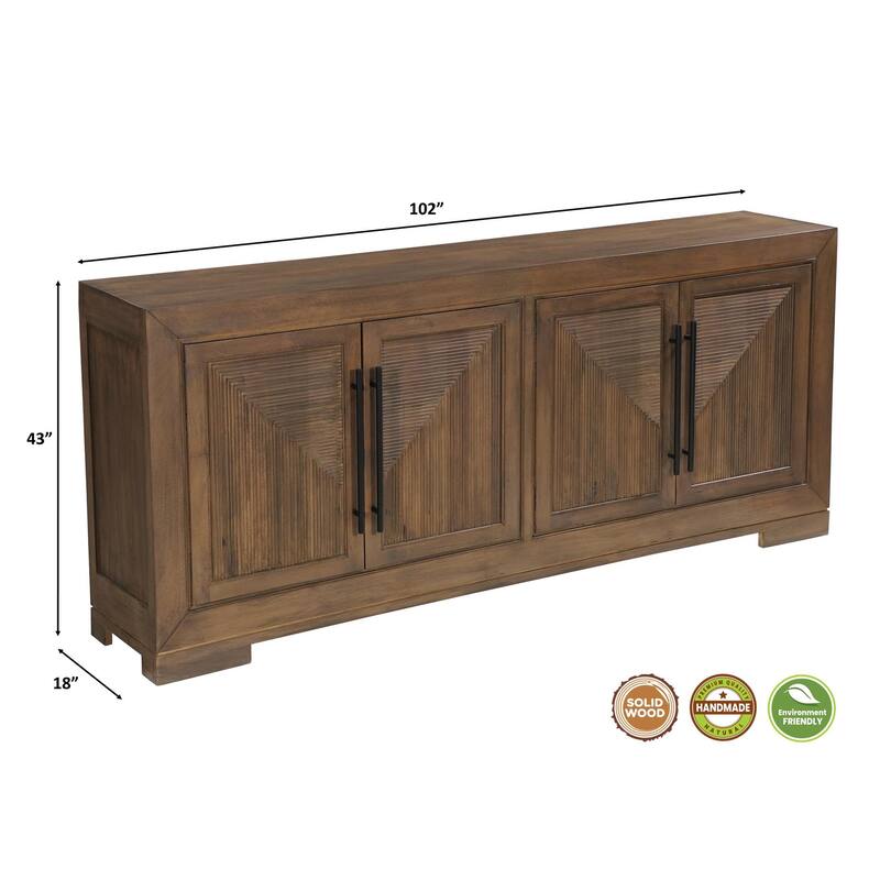 Willow 4-door Geometric Solid Wood Sideboard