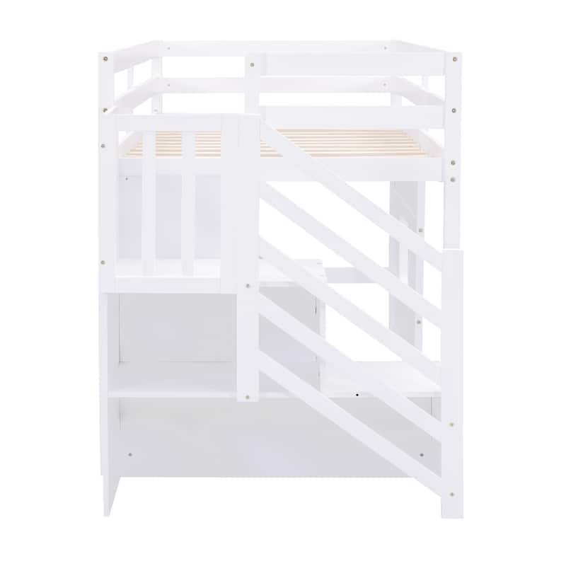 Loft Bed with Storage Staircase and Window
